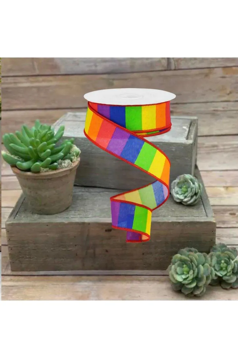 1.5" Horizontal Stripe Canvas Ribbon: Rainbow (10 Yards)