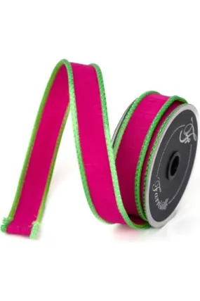 1" Accent Cord Ribbon: Hot Pink/Lime (10 Yards)