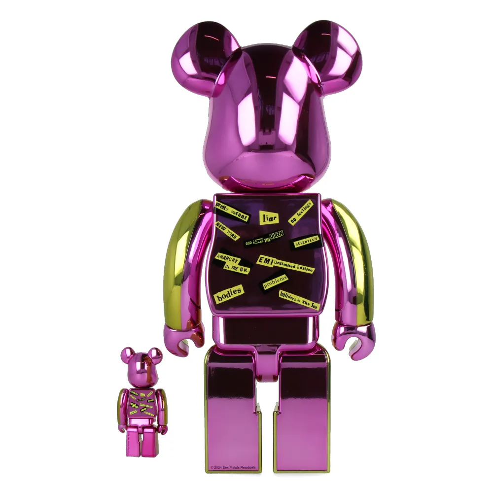 400%   100% Bearbrick Sex Pistols - Never Mind the Bollocks - Chrome Ver.