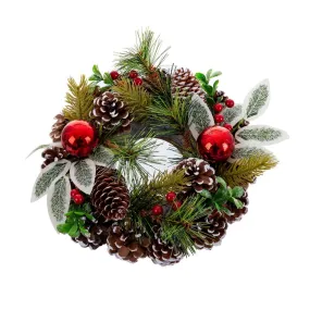 Advent wreathe Red Green Multicolour Plastic Foam Pineapples 22 x 22 cm