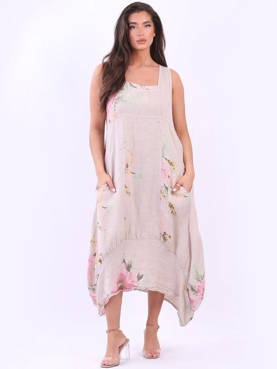 Anne   Kate Italian Floral Linen Sundress