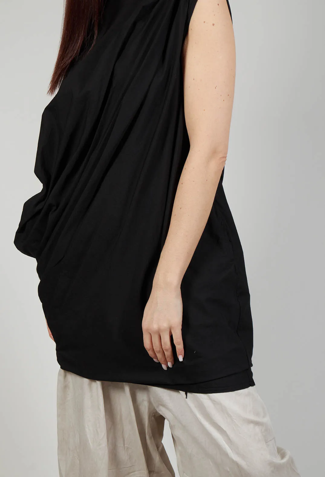 Asymmetrical Dress in Tela Paracadute Tinto Freddo Nero