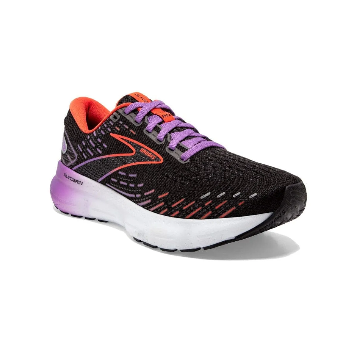 Brooks Womens Glycerin 20 Running Shoes - Black/Bellflower/Fiesta Colorway