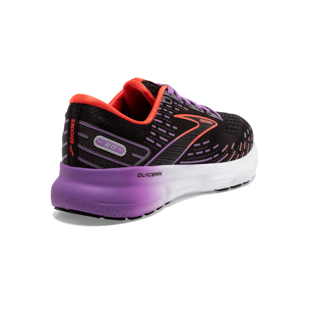 Brooks Womens Glycerin 20 Running Shoes - Black/Bellflower/Fiesta Colorway