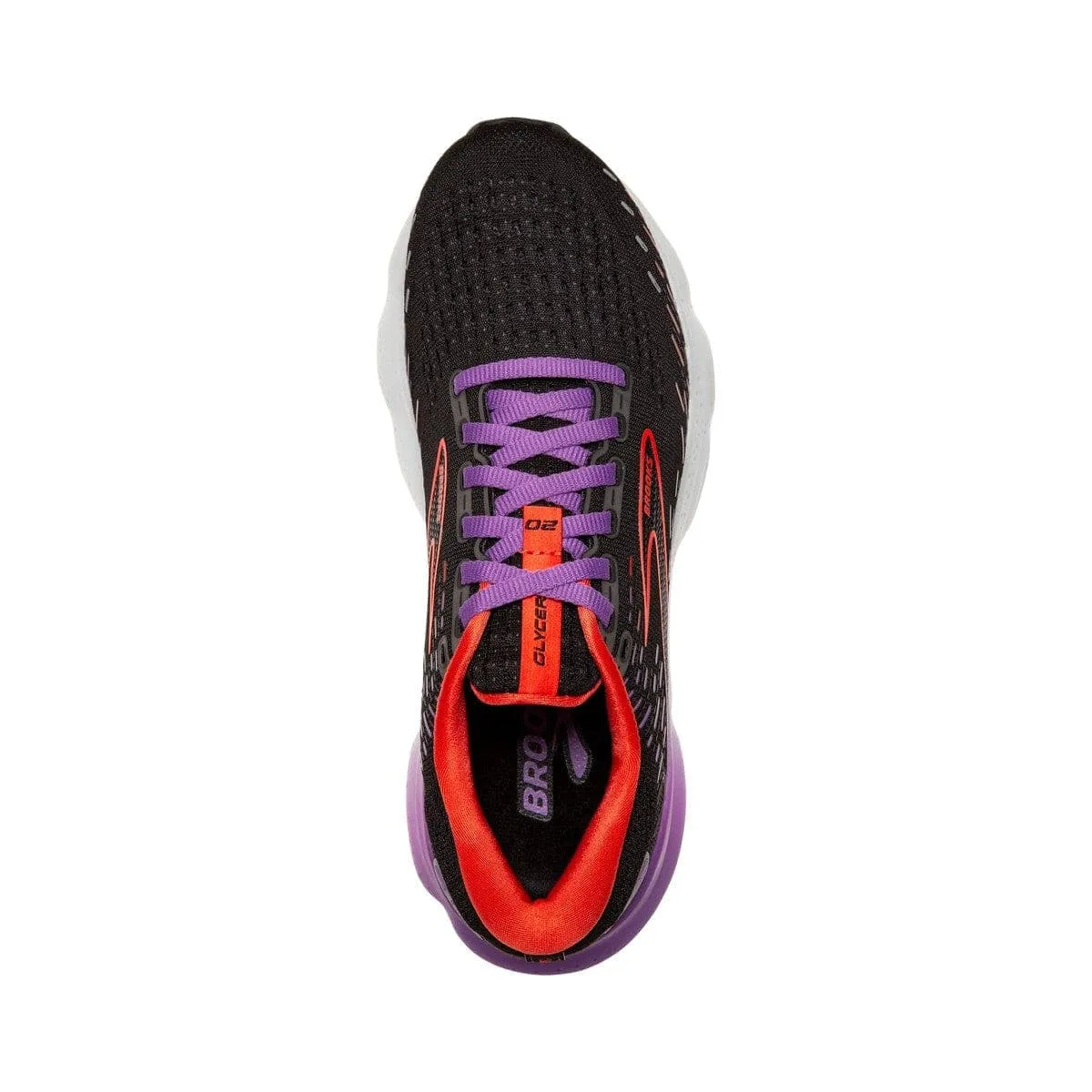 Brooks Womens Glycerin 20 Running Shoes - Black/Bellflower/Fiesta Colorway