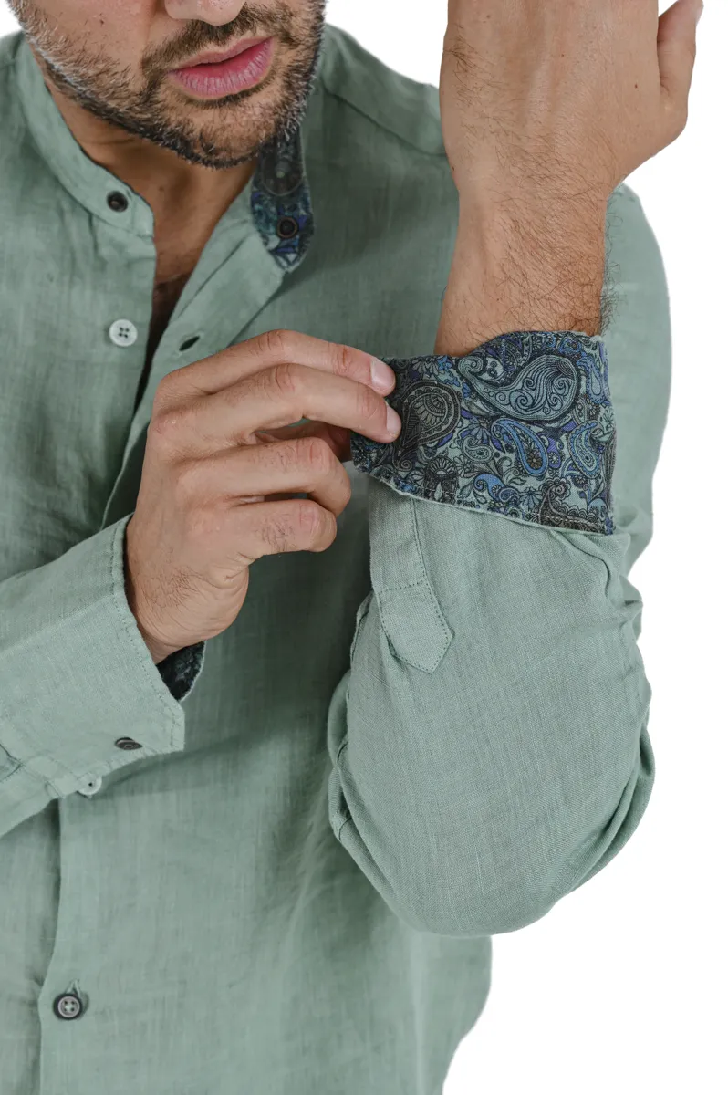 Camicia in lino regular Tom Lino Verde Acqua SS24