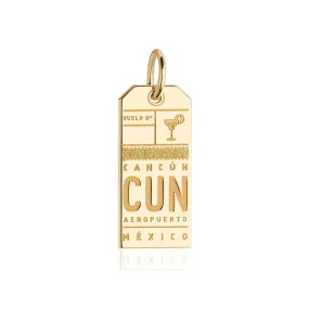 Cancun Mexico CUN Luggage Tag Charm Gold