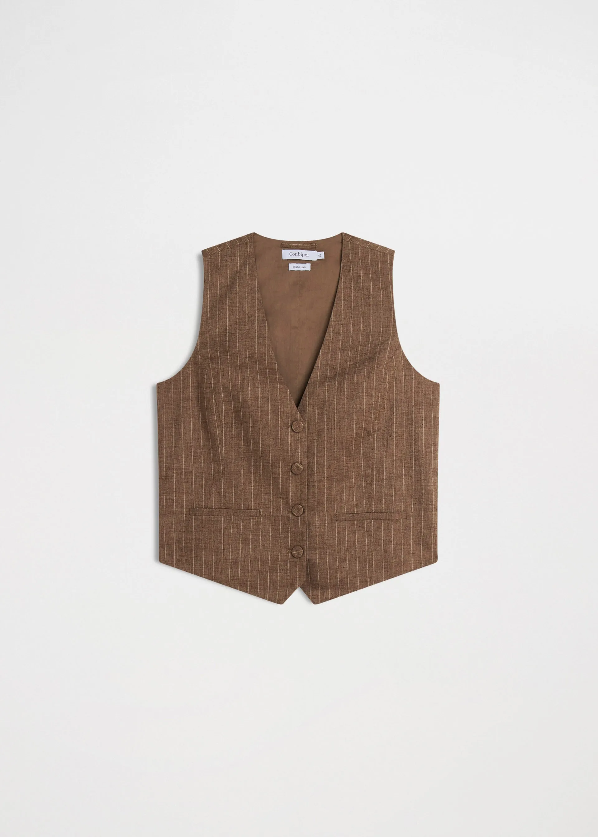 Gilet gessato in lino