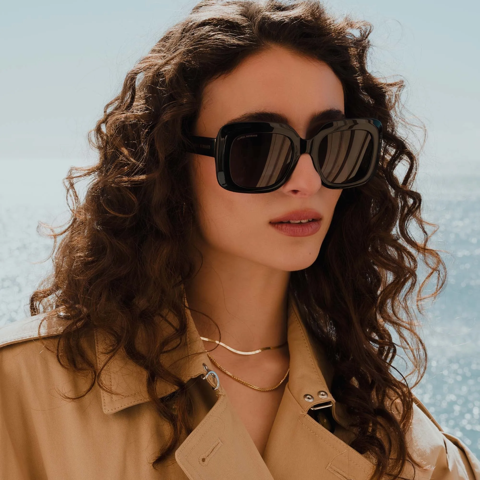 La Villette Rive black square sunglasses with black lenses