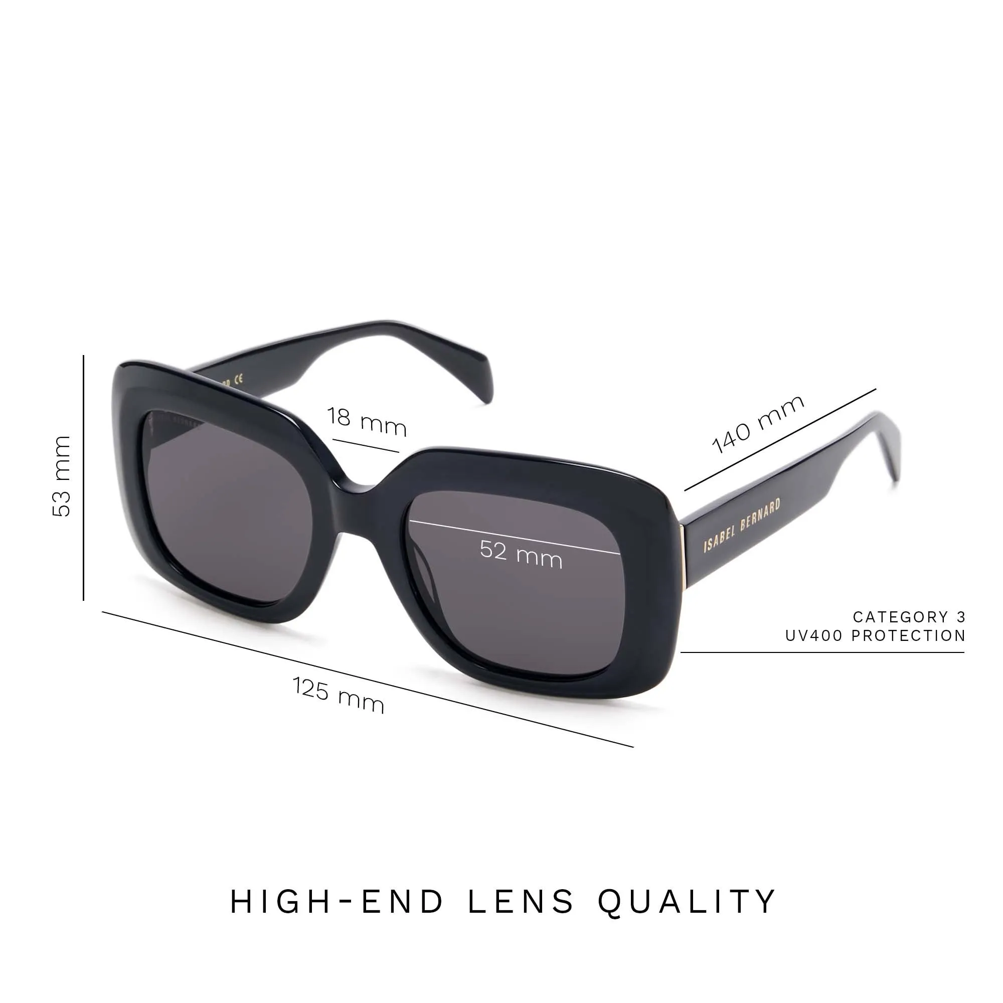 La Villette Rive black square sunglasses with black lenses