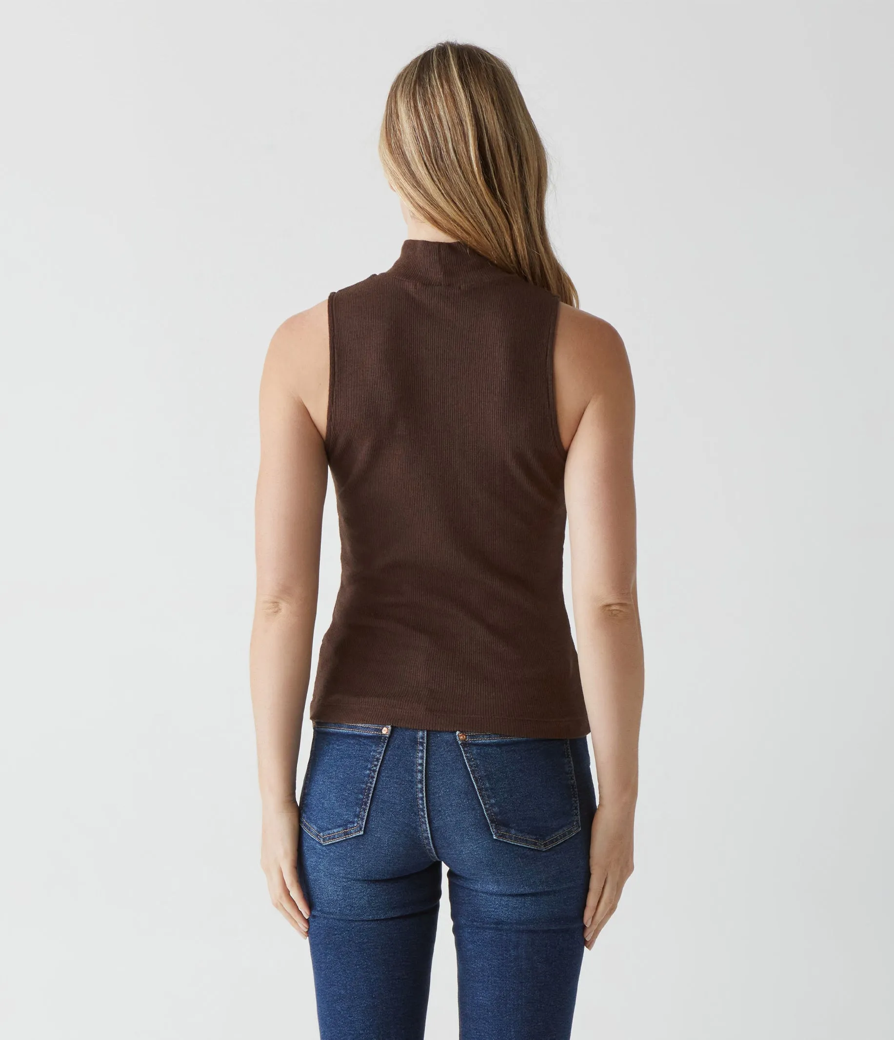 Lino Shine Mock Neck Tank