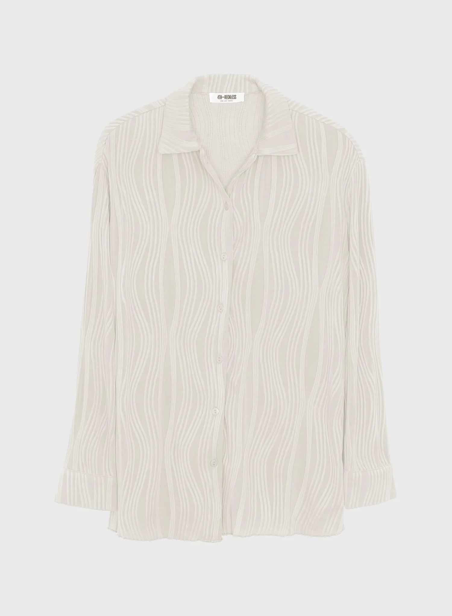 Off White Relaxed Plisse Shirt - Tela