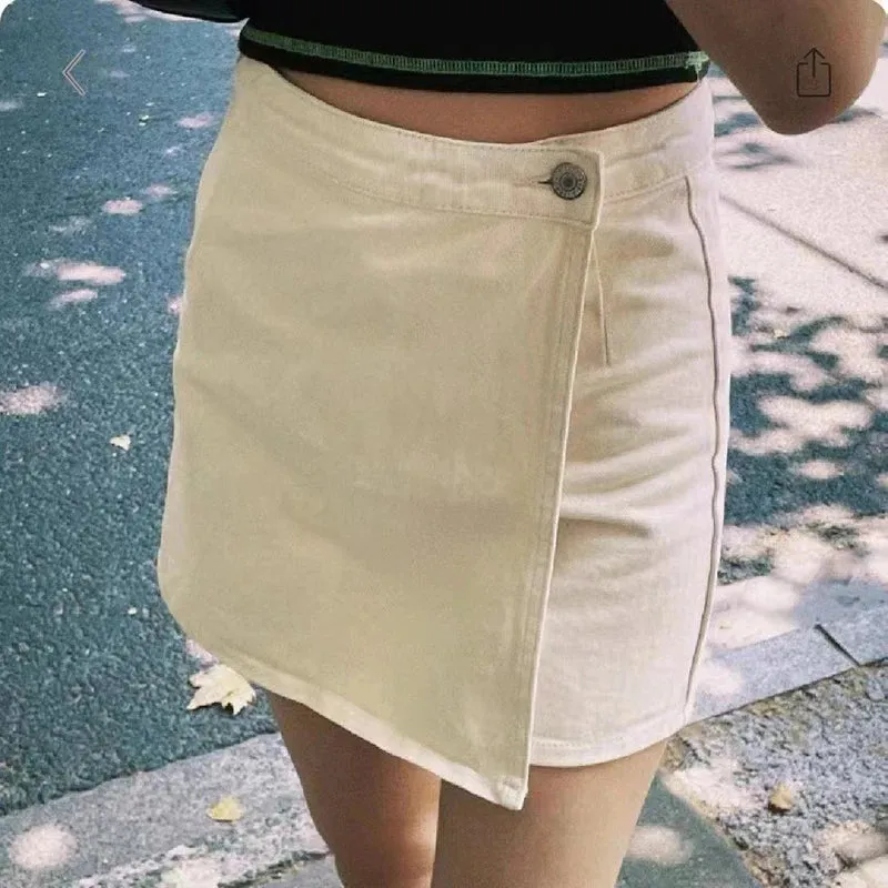 TAVIMART  -  Elegant Solid Mini Denim Skirts Women Slim Fashion New Summer Streetwear Casual Student Skirt Skort Harajuku Y2k Faldas Vintage