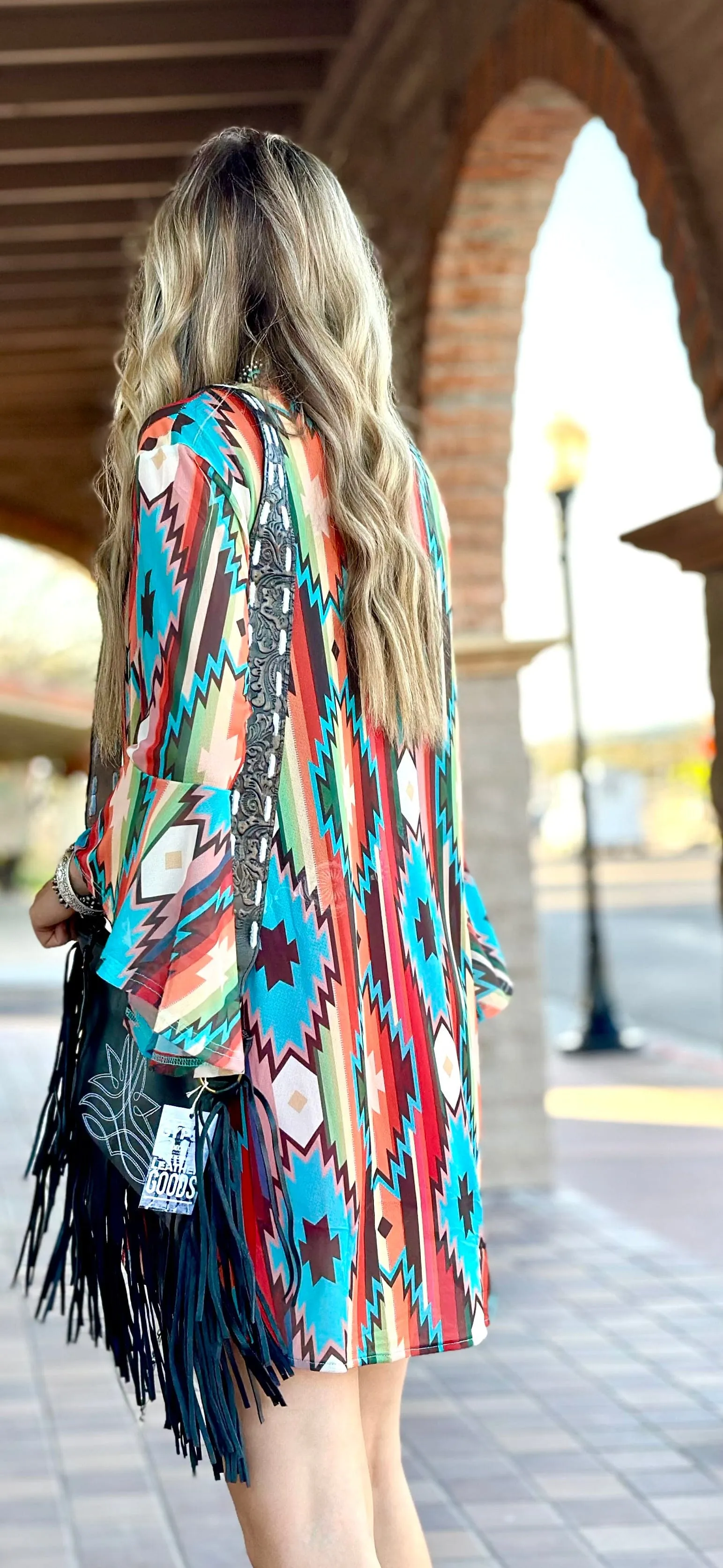 The Aztec Fiesta Mesh Print Kimono