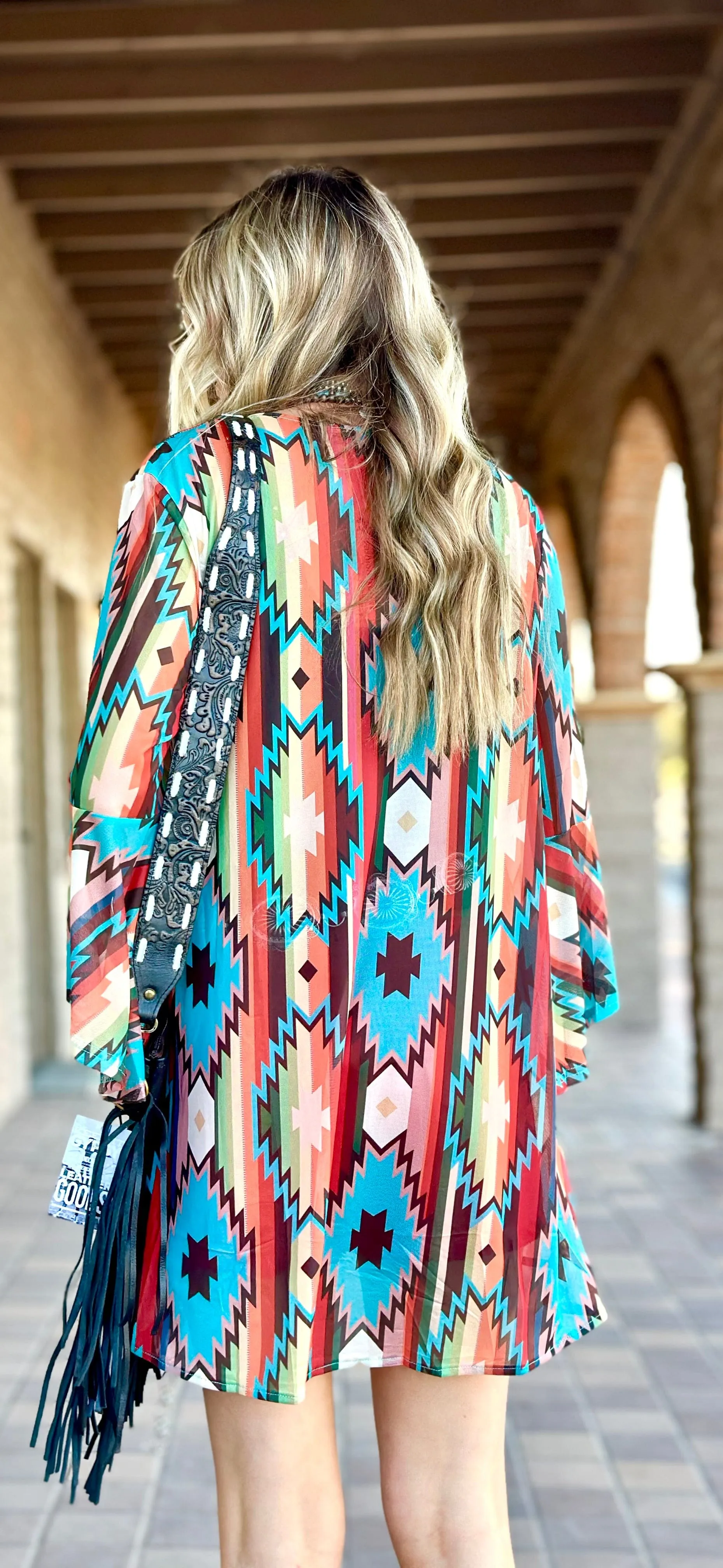 The Aztec Fiesta Mesh Print Kimono