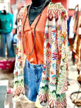 The Fiesta Mesh  Print Kimono