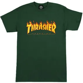 Thrasher Flame Logo Tee Forrest-Camiseta