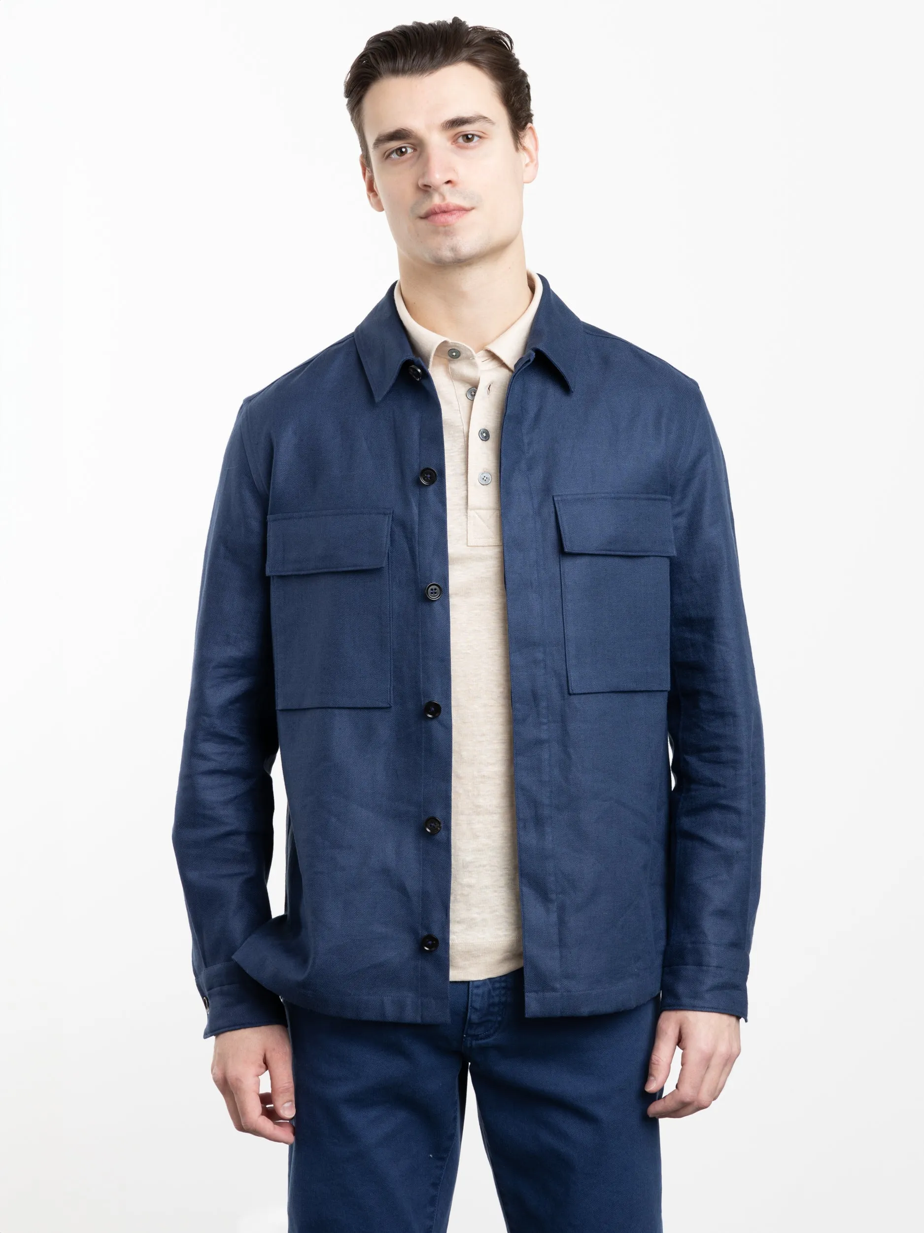 Utility Blue Oasi Lino Overshirt