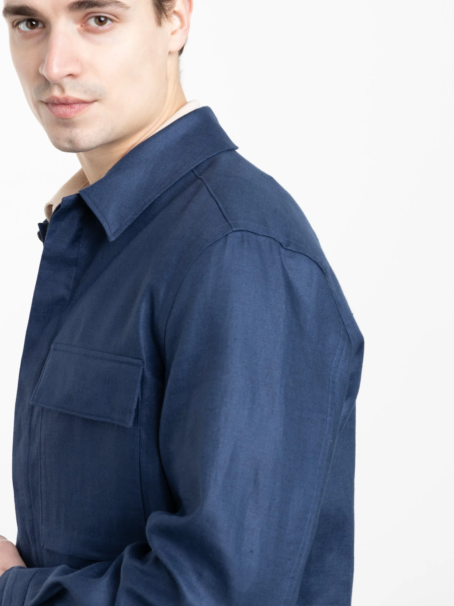 Utility Blue Oasi Lino Overshirt